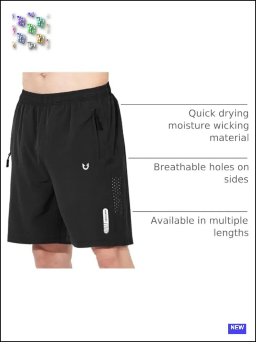 Men's Athletic Running Shorts with Zipper Pockets Quick-Dry